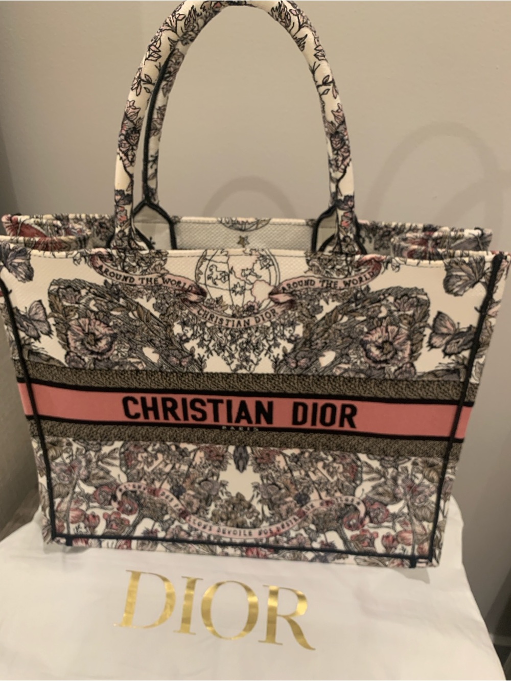 Dior Cream & Pink Toile de Jouy Book Tote - Picture 2 of 6